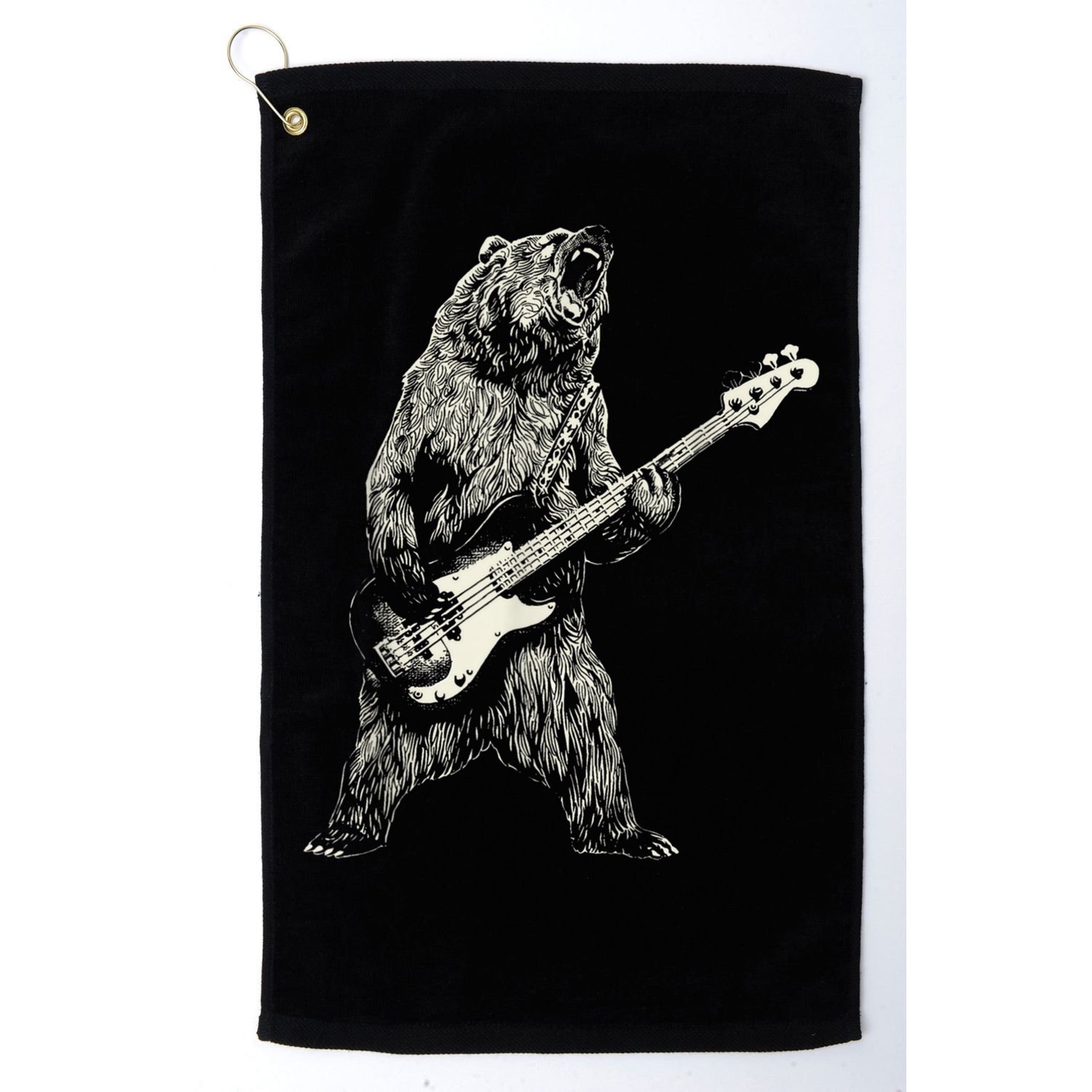 Cute Bear Playing Guitar Gift Guitar Lover Golf Towel
