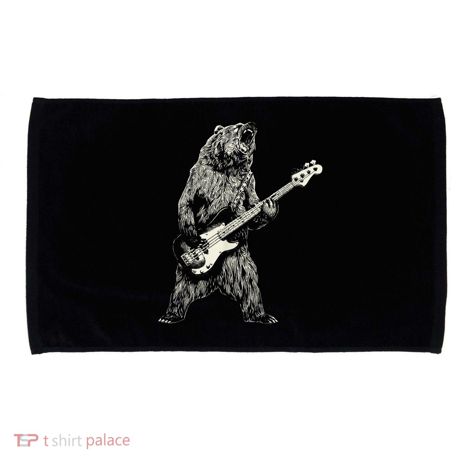 Cute Bear Playing Guitar Gift Guitar Lover Microfiber Hand Towel