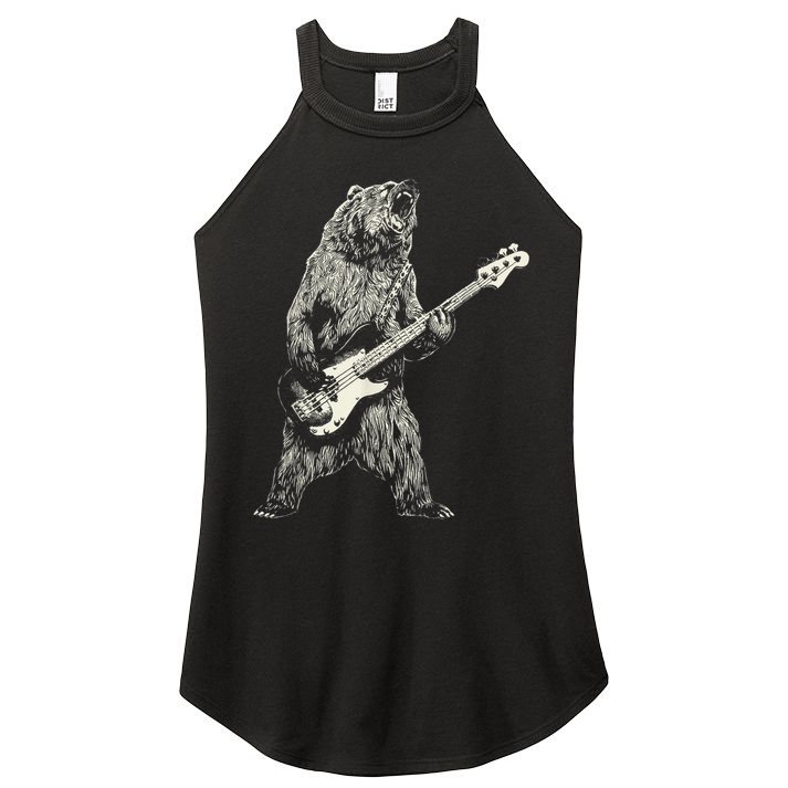 Cute Bear Playing Guitar Gift Guitar Lover Women's Perfect Tri Rocker Tank