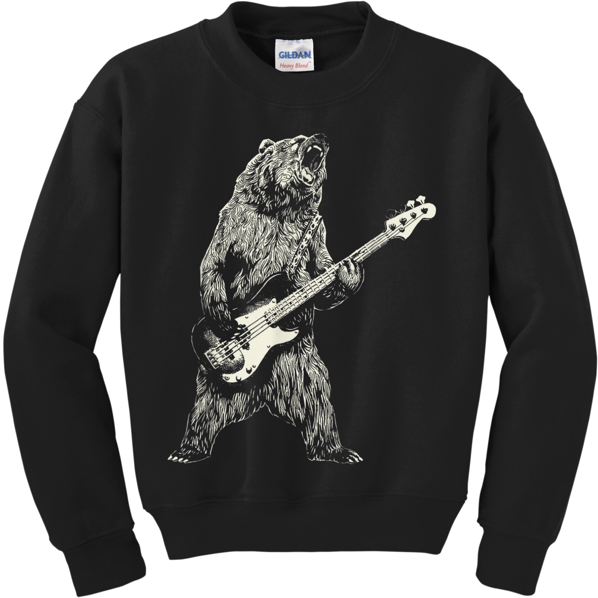 Cute Bear Playing Guitar Gift Guitar Lover Kids Sweatshirt