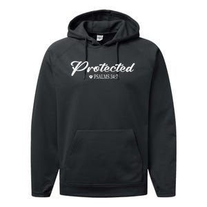 CHRISTIAN BIBLE PSALMS 34:7 PROTECTED FOR MEN & WOMEN VERSE Performance Fleece Hoodie