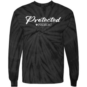 CHRISTIAN BIBLE PSALMS 34:7 PROTECTED FOR MEN & WOMEN VERSE Tie-Dye Long Sleeve Shirt