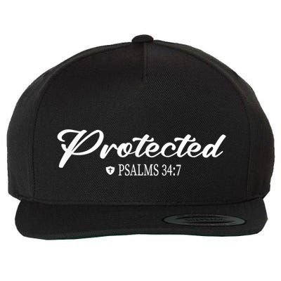 CHRISTIAN BIBLE PSALMS 34:7 PROTECTED FOR MEN & WOMEN VERSE Wool Snapback Cap