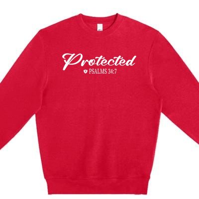 CHRISTIAN BIBLE PSALMS 34:7 PROTECTED FOR MEN & WOMEN VERSE Premium Crewneck Sweatshirt