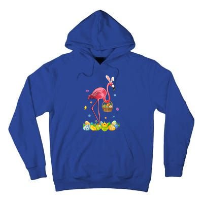 Cute Bunny Pink Flamingo Easter Eggs Easter Day Gift Tall Hoodie