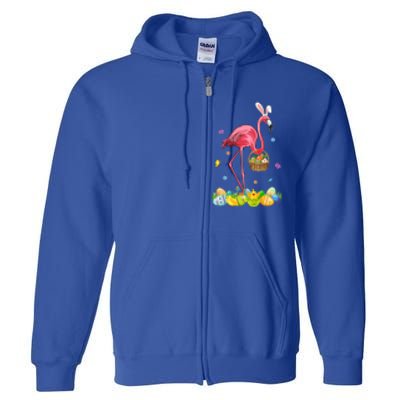 Cute Bunny Pink Flamingo Easter Eggs Easter Day Gift Full Zip Hoodie