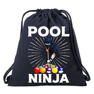 Cool Billiards Pool Player Ninja Billiard Best Gifts Funny Sport Drawstring Bag