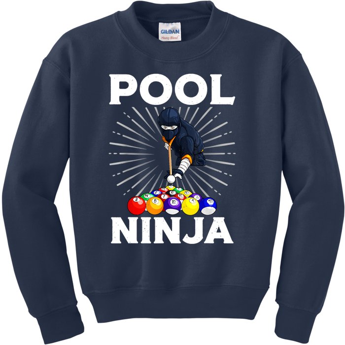 Cool Billiards Pool Player Ninja Billiard Best Gifts Funny Sport Kids Sweatshirt