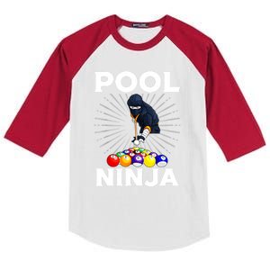 Cool Billiards Pool Player Ninja Billiard Best Gifts Funny Sport Kids Colorblock Raglan Jersey