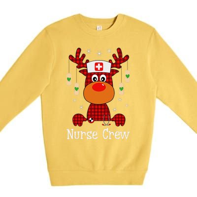 Christmas Buffalo Plaid Reindeer Nurse Crew Moose Christmas Premium Crewneck Sweatshirt