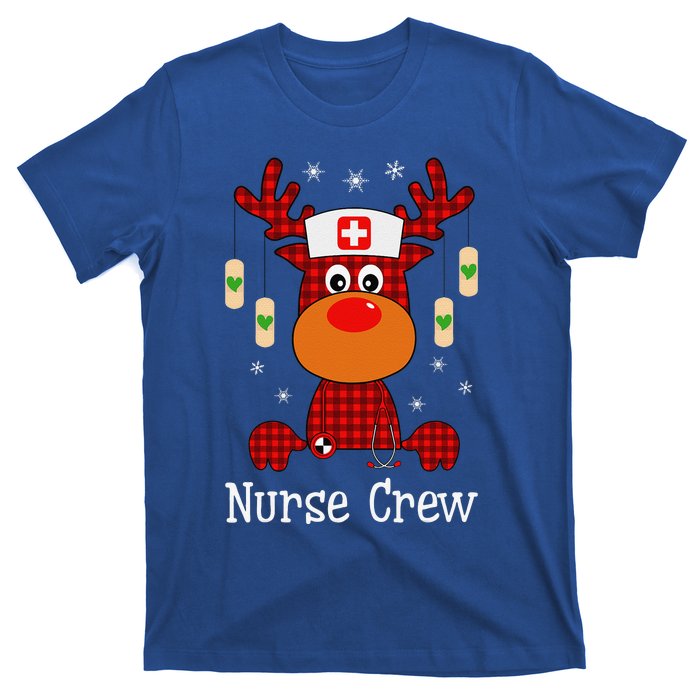 Christmas Buffalo Plaid Reindeer Nurse Crew Moose Christmas T-Shirt