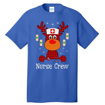 Christmas Buffalo Plaid Reindeer Nurse Crew Moose Christmas Tall T-Shirt