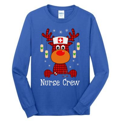 Christmas Buffalo Plaid Reindeer Nurse Crew Moose Christmas Tall Long Sleeve T-Shirt