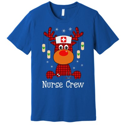 Christmas Buffalo Plaid Reindeer Nurse Crew Moose Christmas Premium T-Shirt