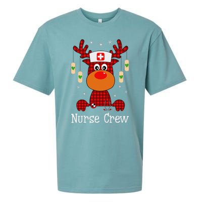 Christmas Buffalo Plaid Reindeer Nurse Crew Moose Christmas Sueded Cloud Jersey T-Shirt