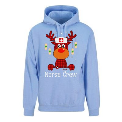 Christmas Buffalo Plaid Reindeer Nurse Crew Moose Christmas Unisex Surf Hoodie