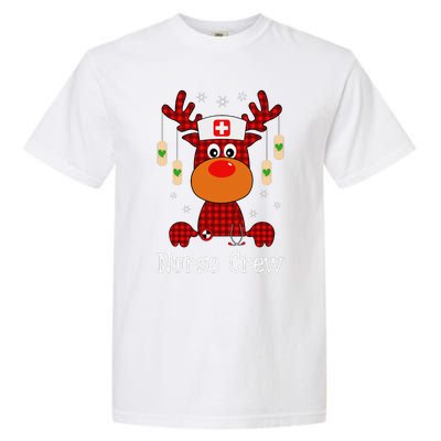 Christmas Buffalo Plaid Reindeer Nurse Crew Moose Christmas Garment-Dyed Heavyweight T-Shirt