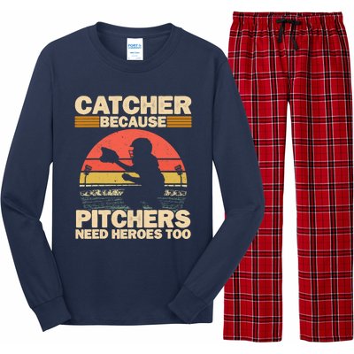 Catcher Because Pitchers Need Heroes Too Baseball Long Sleeve Pajama Set