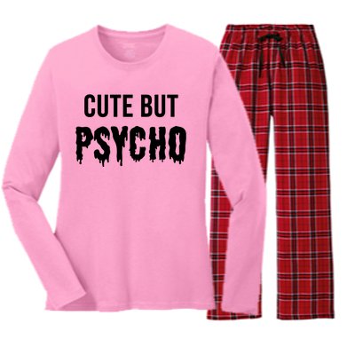 Cute But Psycho Women's Long Sleeve Flannel Pajama Set 