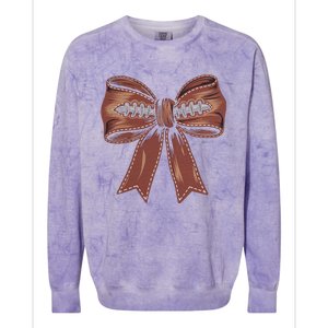 Coquette Bow Pumpkin American Football Autumn Thanksgiving Colorblast Crewneck Sweatshirt