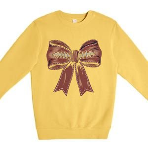 Coquette Bow Pumpkin American Football Autumn Thanksgiving Premium Crewneck Sweatshirt