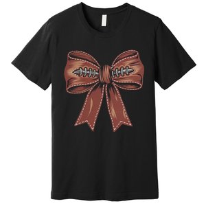 Coquette Bow Pumpkin American Football Autumn Thanksgiving Premium T-Shirt