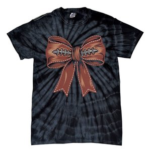 Coquette Bow Pumpkin American Football Autumn Thanksgiving Tie-Dye T-Shirt