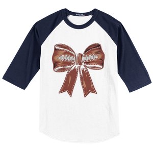 Coquette Bow Pumpkin American Football Autumn Thanksgiving Baseball Sleeve Shirt