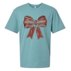 Coquette Bow Pumpkin American Football Autumn Thanksgiving Sueded Cloud Jersey T-Shirt