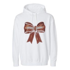 Coquette Bow Pumpkin American Football Autumn Thanksgiving Garment-Dyed Fleece Hoodie