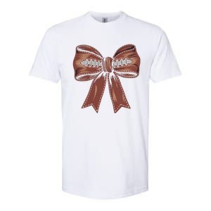 Coquette Bow Pumpkin American Football Autumn Thanksgiving Softstyle CVC T-Shirt