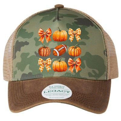 Coquette Bow Pumpkin Season Football Fall Autumn Halloween Legacy Tie Dye Trucker Hat