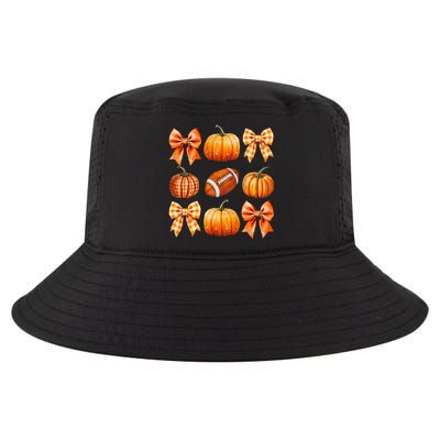 Coquette Bow Pumpkin Season Football Fall Autumn Halloween Cool Comfort Performance Bucket Hat