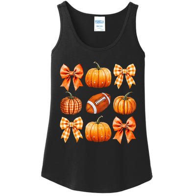 Coquette Bow Pumpkin Season Football Fall Autumn Halloween Ladies Essential Tank