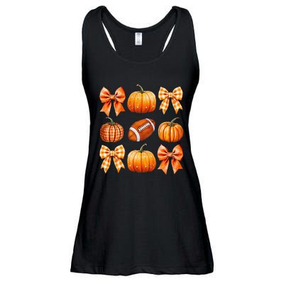 Coquette Bow Pumpkin Season Football Fall Autumn Halloween Ladies Essential Flowy Tank