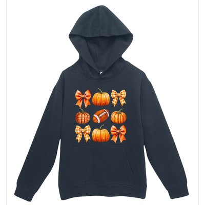 Coquette Bow Pumpkin Season Football Fall Autumn Halloween Urban Pullover Hoodie