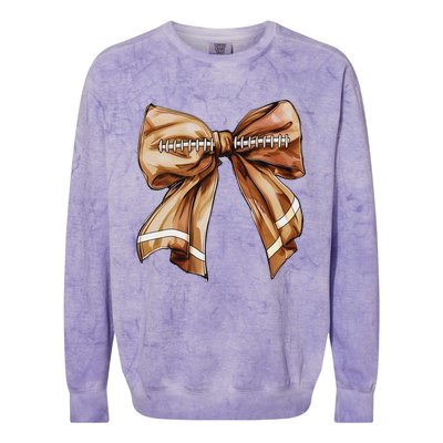 Coquette Bow Pumpkin American Football Thanksgiving Autumn Colorblast Crewneck Sweatshirt