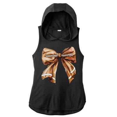 Coquette Bow Pumpkin American Football Thanksgiving Autumn Ladies PosiCharge Tri-Blend Wicking Draft Hoodie Tank