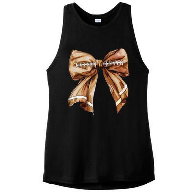 Coquette Bow Pumpkin American Football Thanksgiving Autumn Ladies PosiCharge Tri-Blend Wicking Tank