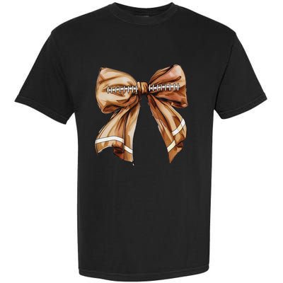 Coquette Bow Pumpkin American Football Thanksgiving Autumn Garment-Dyed Heavyweight T-Shirt