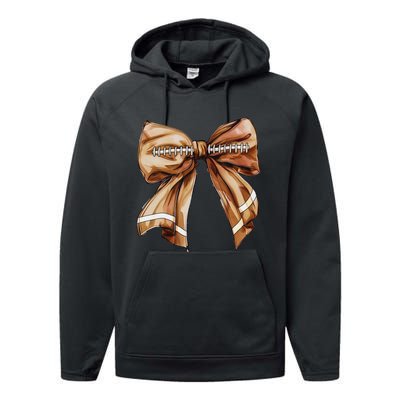 Coquette Bow Pumpkin American Football Thanksgiving Autumn Performance Fleece Hoodie