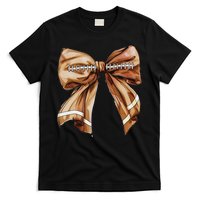 Coquette Bow Pumpkin American Football Thanksgiving Autumn T-Shirt