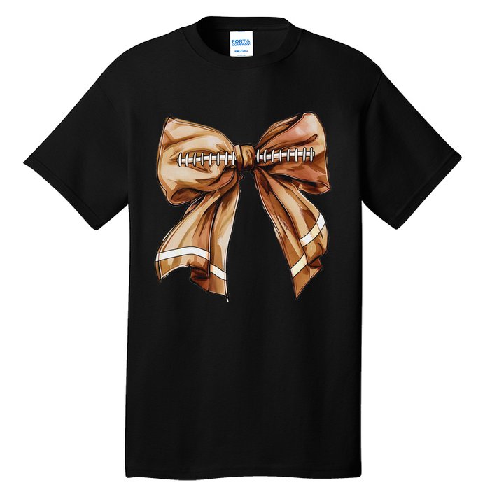 Coquette Bow Pumpkin American Football Thanksgiving Autumn Tall T-Shirt