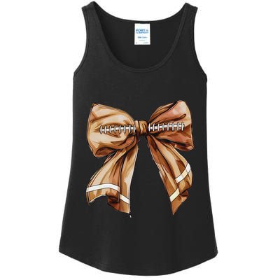 Coquette Bow Pumpkin American Football Thanksgiving Autumn Ladies Essential Tank