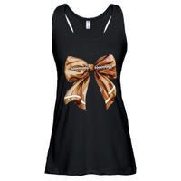 Coquette Bow Pumpkin American Football Thanksgiving Autumn Ladies Essential Flowy Tank