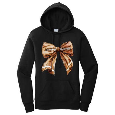 Coquette Bow Pumpkin American Football Thanksgiving Autumn Women's Pullover Hoodie