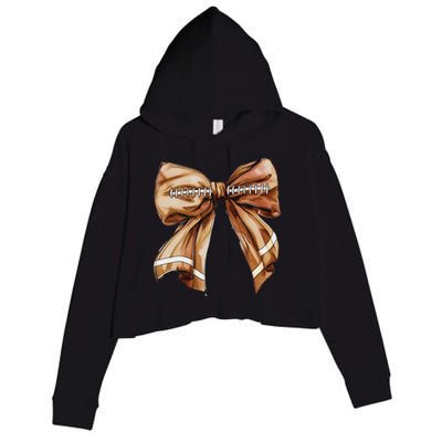 Coquette Bow Pumpkin American Football Thanksgiving Autumn Crop Fleece Hoodie