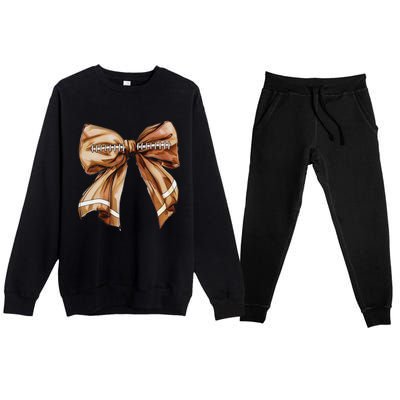 Coquette Bow Pumpkin American Football Thanksgiving Autumn Premium Crewneck Sweatsuit Set