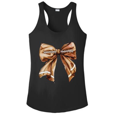 Coquette Bow Pumpkin American Football Thanksgiving Autumn Ladies PosiCharge Competitor Racerback Tank