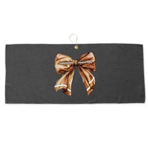 Coquette Bow Pumpkin American Football Thanksgiving Autumn Large Microfiber Waffle Golf Towel